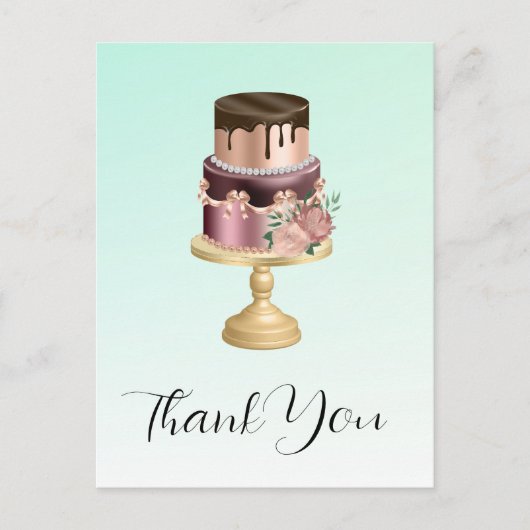 美しいグラムパーティーケーキありがとう ポストカード (正面)