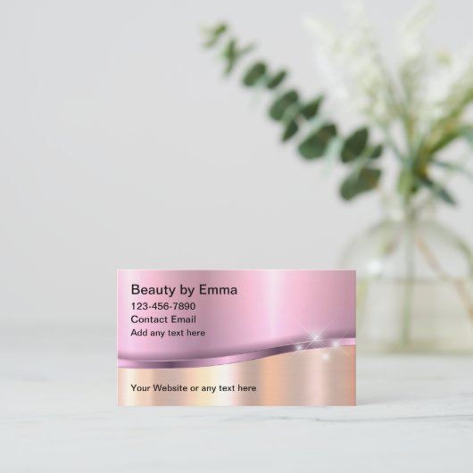 美しいグリジーバラ金ゴールドトーン名刺 名刺 (スタンド正面)