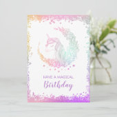 美しいグリッターマジカルユニコーン誕生日カード サンキューカード (スタンド正面)