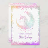 美しいグリッターマジカルユニコーン誕生日カード サンキューカード (正面/裏面)