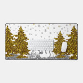 美しいグリッター新年オンホワイト デスクマット (キーボード&マウス)