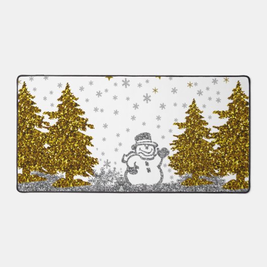 美しいグリッター新年オンホワイト デスクマット (正面)