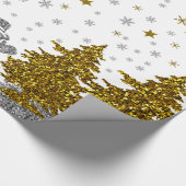 美しいグリッター新年オンホワイト ラッピングペーパー (角)