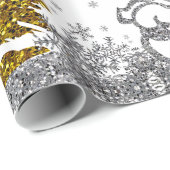 美しいグリッター新年オンホワイト ラッピングペーパー (ロールコーナー)