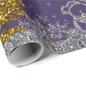 美しいグリッター新年オン紫 ラッピングペーパー (ロールコーナー)