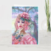 美しいグリーティングカードフラミンゴガール カード (裏面)