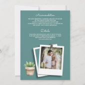 美しいグリーンとカクタスのポットが一つになった結婚式の招待状 招待状 (裏面)