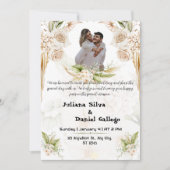 美しいグリーンとベージュのウェディング招待状 招待状 (正面)