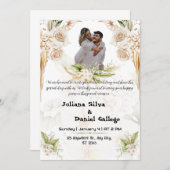 美しいグリーンとベージュのウェディング招待状 招待状 (正面/裏面)