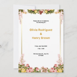 美しいグリーンと金ゴールド結婚式招待状 招待状