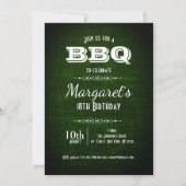 美しいグリーンのBBQ誕生日パーティー招待状 招待状 (正面)