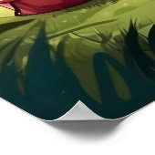 美しいグリーンウォーター色の自然キャンピング絵を描ズ ポスター (角)