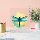 美しいグリーントンボの水色アート昆虫ロー アクリルサイン (ウェディング)