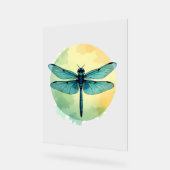 美しいグリーントンボの水色アート昆虫ロー アクリルサイン (傾斜)