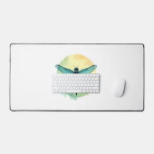美しいグリーントンボの水色アート昆虫ロー デスクマット (キーボード&マウス)