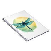美しいグリーントンボの水色アート昆虫ロー ノートブック (右側)