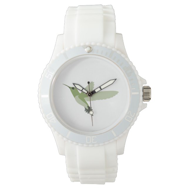 美しいグリーンハミングバード 腕時計 (正面)