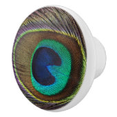 美しいグリーン孔雀の羽 セラミックノブ (右)