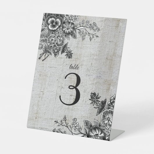 美しいグレーと黒芸術的のテーブル番号 台座サイン (正面)