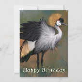 美しいグレークラウン付きクレーン誕生日カード (正面)