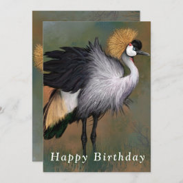 美しいグレークラウン付きクレーン誕生日カード