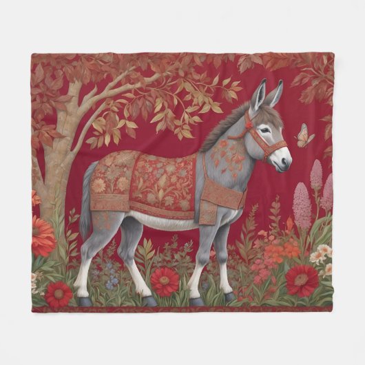 美しいグレードンキーレッドカントリー側 フリースブランケット (正面(横))