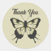 美しいグレーミニマリストバタフライサンキュー ラウンドシール (正面)