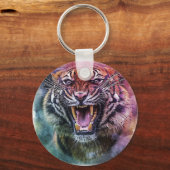 美しいグロウリングベンガルタイガー顔写真 キーホルダー (正面)