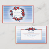 美しいケシのリースの花柄は及び縞で飾ります 名刺 (正面/裏面)