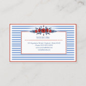 美しいケシのリースの花柄は及び縞で飾ります 名刺 (裏面)