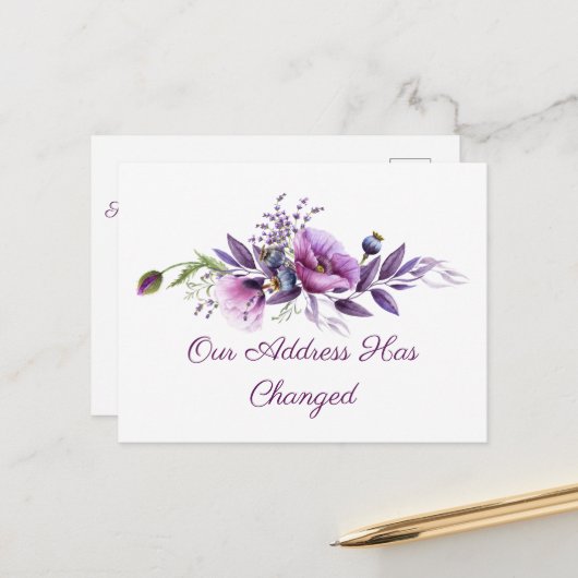 美しいケシの住所の変更 ポストカード (正面/裏面インサイチュ)