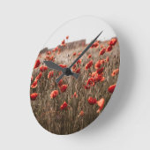 美しいケシの花 ラウンド壁時計 (傾斜)