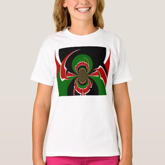 美しいケニアのタペストリー：ケニアの国旗の蝶よ Tシャツ (正面)