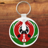 美しいケニアのタペストリー:ケニア国旗の蝶 キーホルダー (正面)