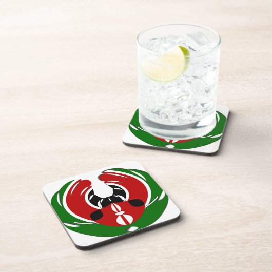 美しいケニアのタペストリー:ケニア国旗の蝶 コースター (右側)