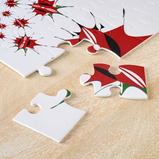 美しいケニアのタペストリー:ケニア国旗の蝶 ジグソーパズル (側面)