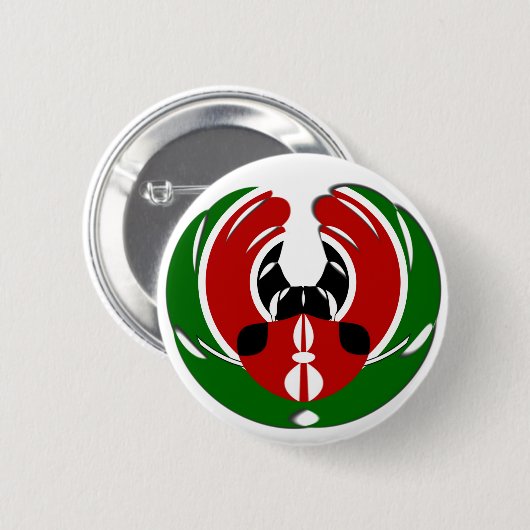 美しいケニアのタペストリー:ケニア国旗の蝶 缶バッジ (正面&裏面)