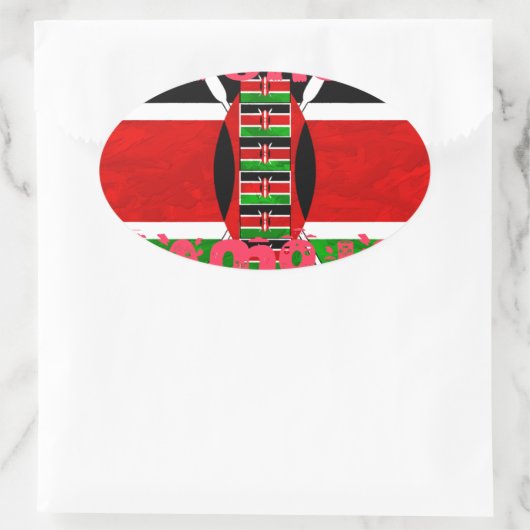 美しいケニア国旗トゥコパモハ感動的 楕円形シール (バッグ)