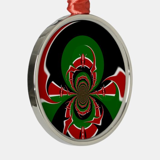 美しいケニヤブラックレッドグリーンカラーデザイン国旗 メタルオーナメント (右)