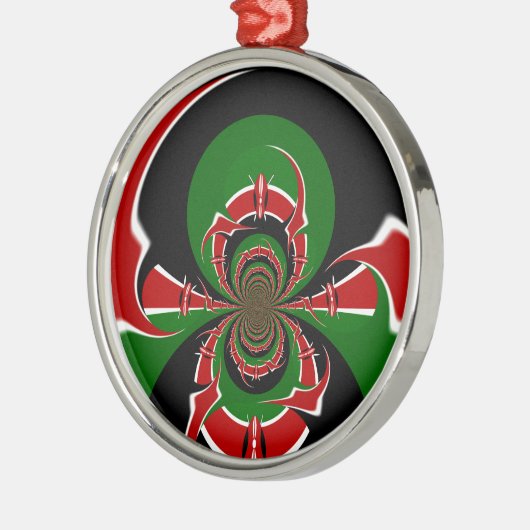 美しいケニヤブラックレッドグリーンカラーデザイン国旗 メタルオーナメント (左)