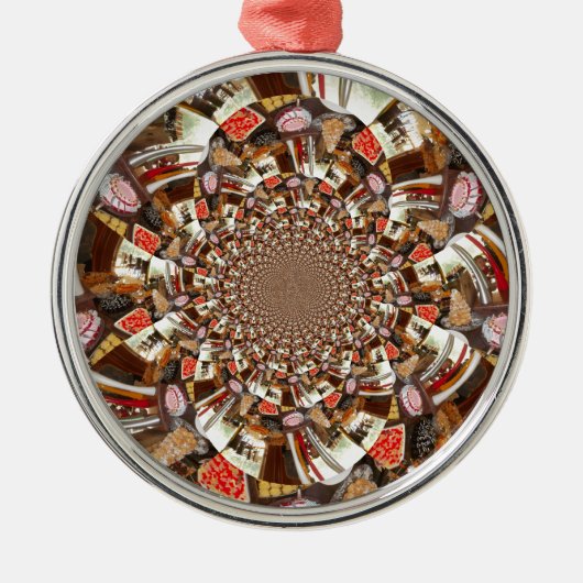 美しいケーキとデザート メタルオーナメント (正面)