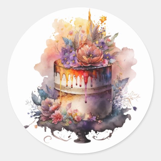 美しいケーキステッカー ラウンドシール (正面)