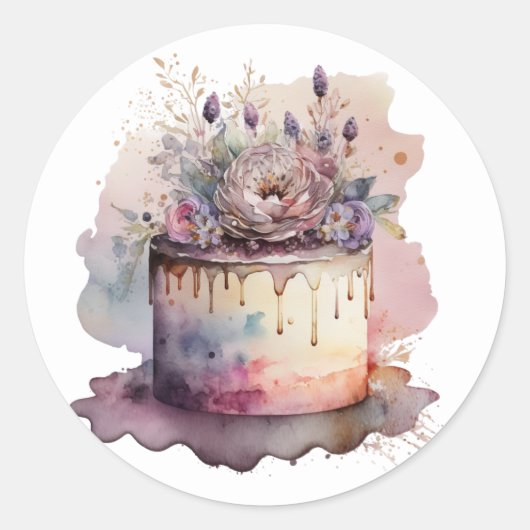 美しいケーキステッカー ラウンドシール (正面)