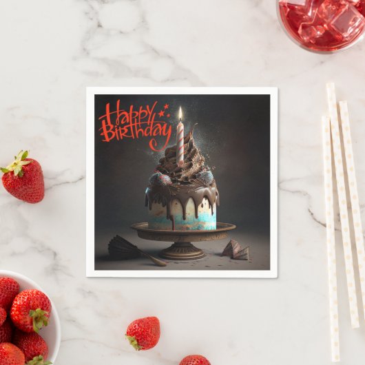 美しいケーキハッピーバースデーギフトラブ スタンダードカクテルナプキン (インサイチュ)