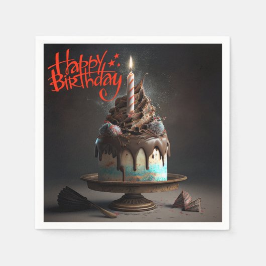 美しいケーキハッピーバースデーギフトラブ スタンダードカクテルナプキン (正面)