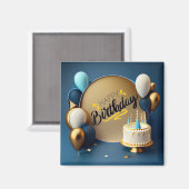 美しいケーキハッピーバースデーギフトラブ マグネット (正面/裏面)