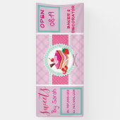 美しいケーキベーカリーピンクのバナー 横断幕 (縦)