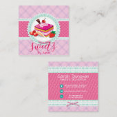 美しいケーキベーカリーピンクの名刺 スクエア名刺 (正面/裏面)