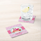 美しいケーキベーカリーピンクコースター スクエアペーパーコースター (インサイチュ)