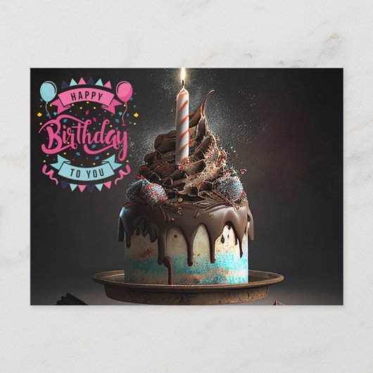 美しいケーキ 誕生日 ギフト 愛 ポストカード (正面)